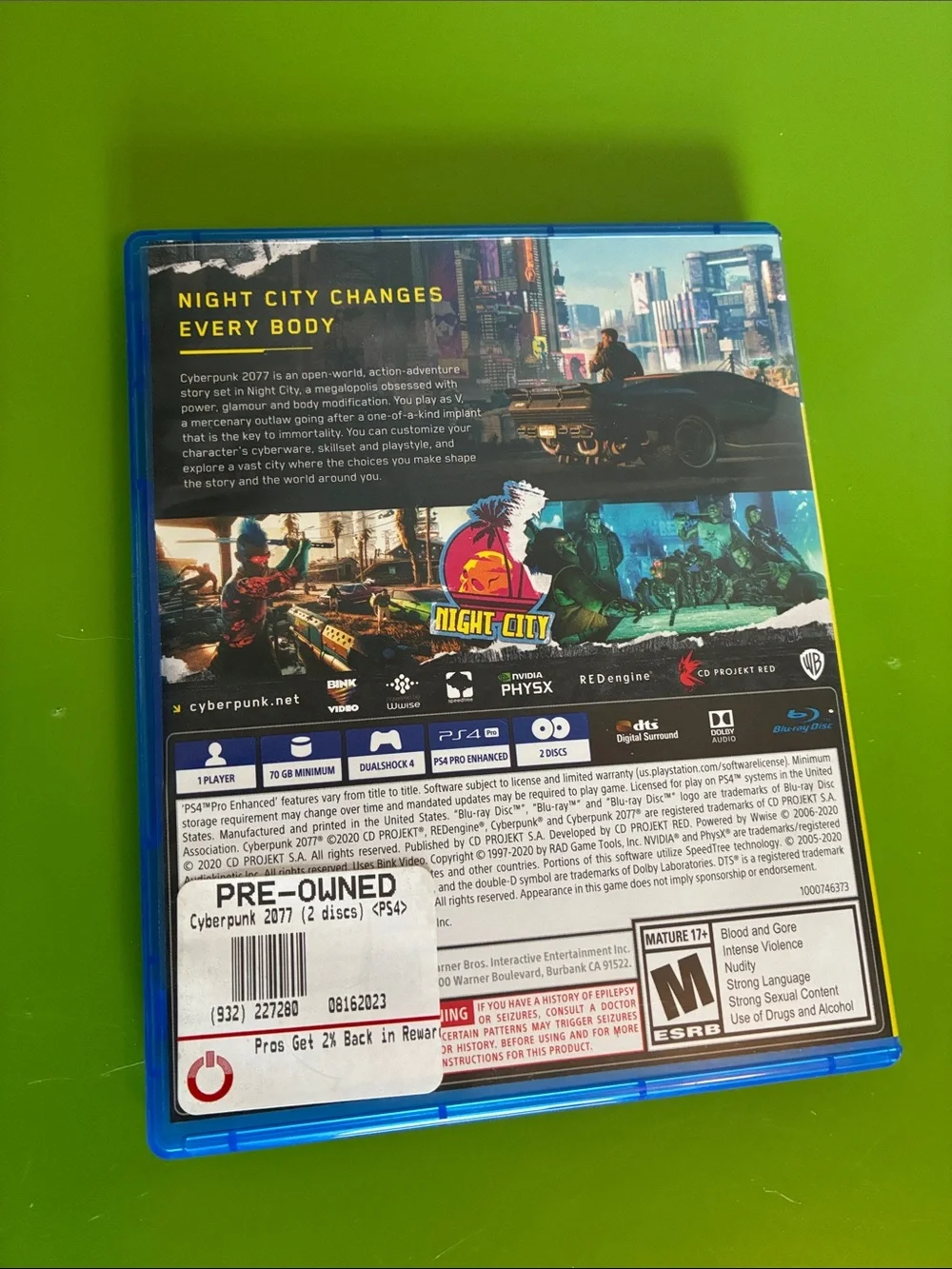 PS4 Cyberpunk 2077 two disc video game pre owned